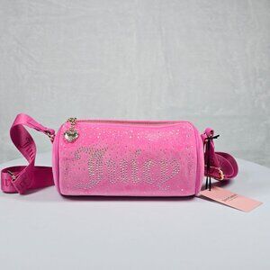 NWT Juicy Velour Barrel Crossbody Bag Pink Bling Logo Barbiecore